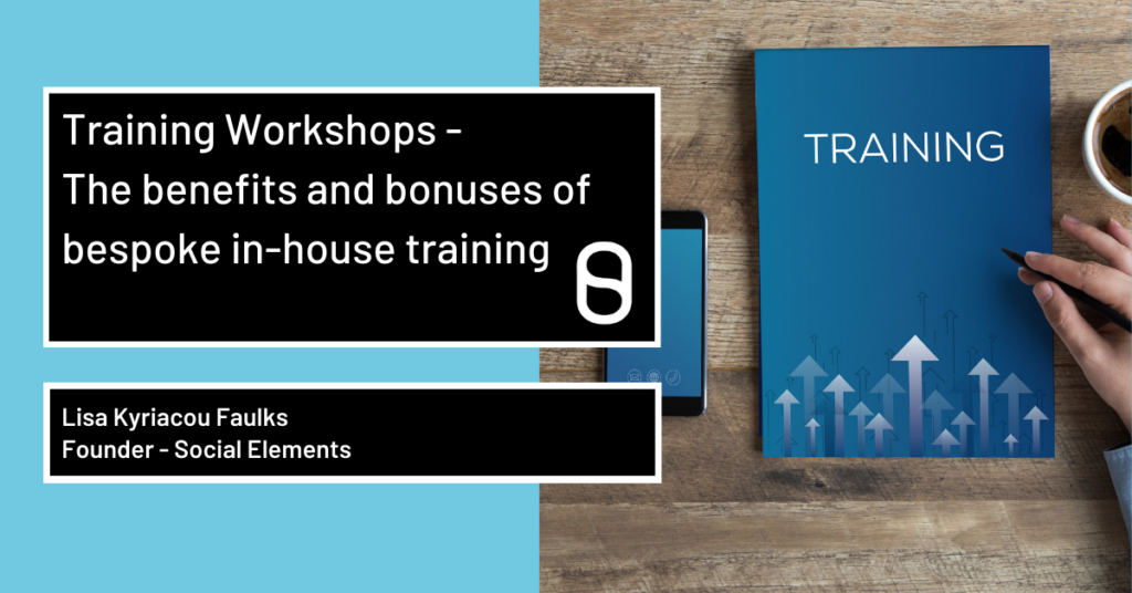 Training workbook and phone. Training workshops with Social Elements