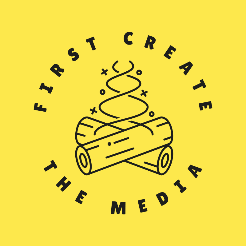 First create the media logo on a yellow background.